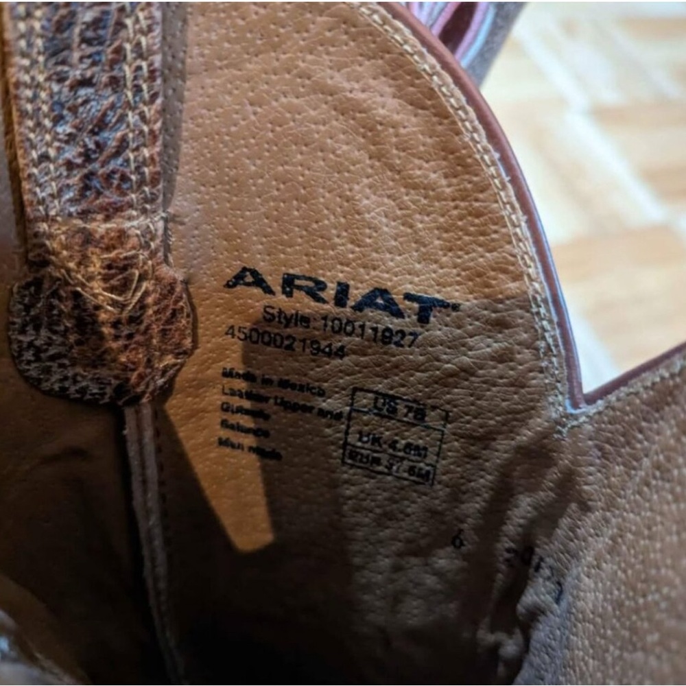Ariat Tan Leather Boots with Pink Accents - Picture 3 of 3